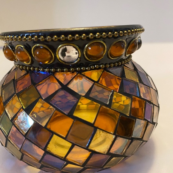 PartyLite Global Fusion Votive Holder P8367 Mosaic Tile Glass Tealight Retired - Picture 8 of 13